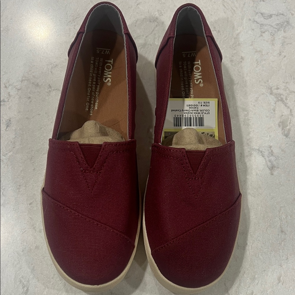 TOMS Women's Deep Red Canvas Loafers